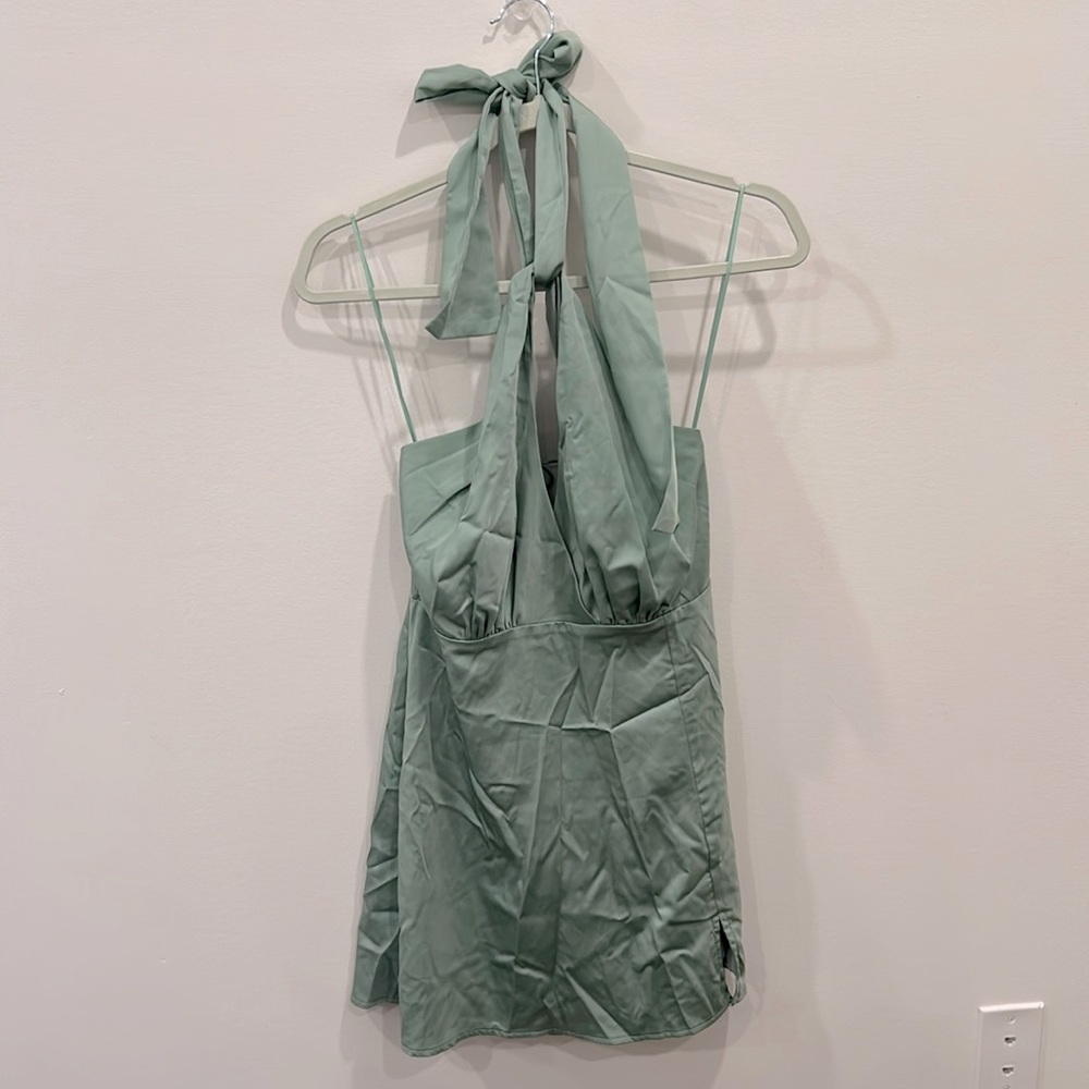 Silky satin halter neck dress